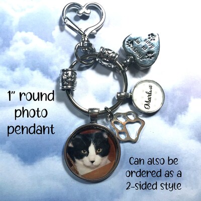 Pet Loss Key Ring with Custom Photo and Heart Cremation Urn Loss of Cat Dog Memory and Remains Vial Ash Container - image2